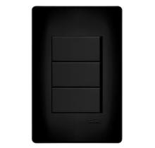 Interruptor Triplo Simples 16A Fame Placa 4X2 Habitat Black