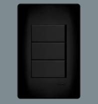 Interruptor Triplo Simples 16A Fame Placa 4X2 Habitat Black