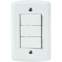 Interruptor Triplo Simples 3 Teclas com Placa Branca Lux2 4x2 10A 250V Tramontina