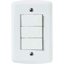 Interruptor Triplo Simples 4x2 com 3 Teclas Paralelas 10a 250v Branco Tramontina Interruptor Triplo Simples 4x2 com 3 Teclas Paralelas 10a 250v Branco Tramontina