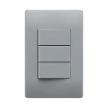 Interruptor Triplo Simples Com Placa Linha Habitat Onix - Fame. Interruptor Triplo Simples Com Placa Linha Habitat Onix - Fame.