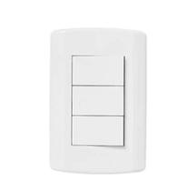 Interruptor Triplo Simples Pluzie 10A Branco 4x2 - Linha Modular
