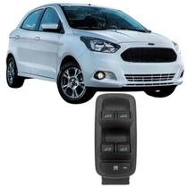 Interruptor vidro eletrico quadruplo LE Ka 2014 ate 2022 New Fiesta 20120 ate 2022 Ecossport 2013 ate 2022 19 terminais led verde preto com trava do v