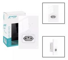 Interruptor Wifi Inteligente 2 Botões Touch C/tomada Alexa BRANCO