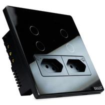 Interruptor Wifi Inteligente 4 Botões e 2 Tomada Ekaza Preto