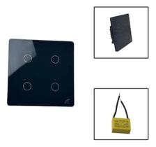 Interruptor Wifi Inteligente 4x4 4 Botões Smart Touch Alexa Preto JWCOM SEM NEUTRO
