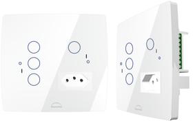 Interruptor WiFi Inteligente 4x4 4 Botões + Tomada Alexa Br