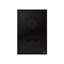 Interruptor WiFi Touch 1 Botão Tomada 10A Alexa Preto Tuya