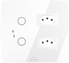 Interruptor Wifi Touch 2 Botões + 2 Tomadas 20A Inteligente 4x4 Branco