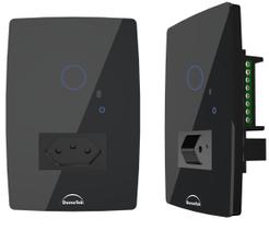 Interruptor WiFi Touch Inteligente 1 Botão + Tomada Alexa Preto