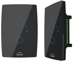 Interruptor WiFi Touch Inteligente 2 Botões Alexa Preto
