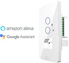 Interruptor WiFi Touch Inteligente 2 Botões + Tomada 20A Alexa Branco