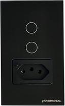Interruptor Zigbee Inteligente 2 Botões 1 Tomada NovaDigital Preto