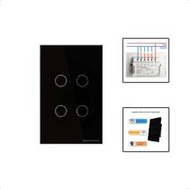 Interruptor Zigbee Touch 4 Botões Inteligente 4X2 - Preto