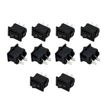 Interruptores De Alternância ON/OFF De 2 Pinos 250V 3A 10 Peças Para Carro Caminhão Barco 10x15mm