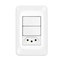 INTERRUPTORES DUPLO SIMPLES + 1 TOMADA 2P+T 10A 4X2 PIAL PoP - LGX113 LEGRAND