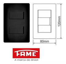 Interruptores Simples Duplo Preto 16A/250v Com Placa Suporte Fame