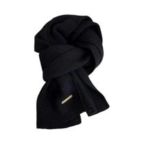 Inverno quente cor sólida lenço cruzado de lã engrossar cachecol de malha lenço feminino masculino