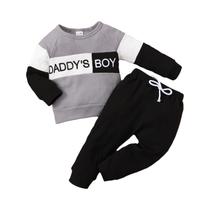 Inverno recém-nascido bebê menino manga longa malha macia waffle carta casual moda roupas de bebê