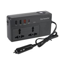 Inversor Automotivo 24V 12V Com 2 Tomadas AC, Porta USB Tipo-C E Adaptador De Acendedor De Cigarros