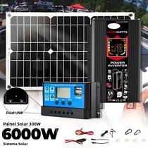 Inversor De 6000W 12V Para 220V Controlador De 30A Sistema De Carga Inteligente Com Painel Solar De