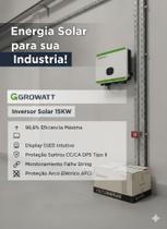Inversor Solar Growatt MOD 15KTL3-X2 15kW Trifásico - On-Grid, 380V, AFCI, 2 MPPTs