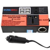 Inversor veicular 12V e 24V para 110V e 220V Fonte de energia com USB e tomada para pequenos aparelhos até 150