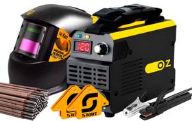 Inversora Solda Com Visor Digital 120a 220v Mma e Mascara De Solda Esquadros Eletrodo