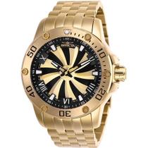 Invicta Speedway 25850 Com Corpo Ouro, Analógico, Para Masculino, Fundo Ouro E Preto, Com Correia De Aço Inoxidável