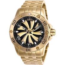 Invicta Speedway 25850 Com Corpo Ouro, Analógico, Para Masculino, Fundo Ouro E Preto, Com Correia De