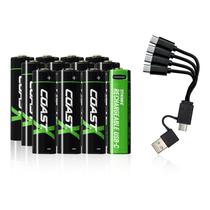 Íon de lítio Coast AA ZITHION-X 1,5 V 2400 mAh USB-C, pacote com 12