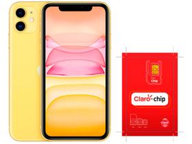 iPhone 11 Apple 128GB Amarelo 6,1” 12MP iOS + Chip - Triplo Corte Claro 5G Pré-Pago Cobertura Nacional