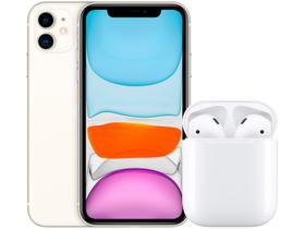 iPhone 11 Apple 128GB Branco 6,1” 12MP - iOS + AirPods Apple com Estojo de Recarga