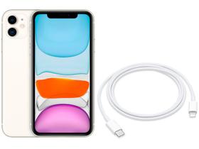 iPhone 11 Apple 64GB Branco 6,1” 12MP iOS + Cabo - de USB-C para Lightning Apple 1m Original