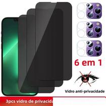 Iphone 15 14 13 12 11 Pro Max Plus 6 Em 1 Anti-peeping Cobertura Completa Protetor De Tela De Vidro