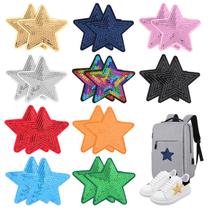 Iron on Patch AOZUO Star Sequin colorida para roupas, 20 unidades