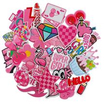 Iron on Patches GYGYL para meninas Pink Preppy 45 unidades