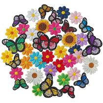 Iron on Patches IANZE Flower & Butterfly para roupas 42 unidades