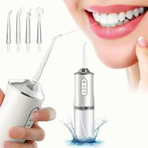 Irrigador Oral Fio Dental Jato D'Água Power Dentes Boca Jet Clean - Recarregável USB 220ml Limpeza Bocal
