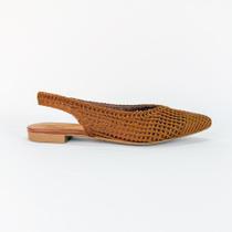 Isabel - slingback feminina tramada bico fino marrom 1876 Isabel - slingback feminina tramada bico fino marrom 1876