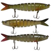 Isca Artificial 3 Peixes Articulada Pesca Pescaria Robalo Lambari Tainha Traira Tucunare Mar Rio Açude Lago