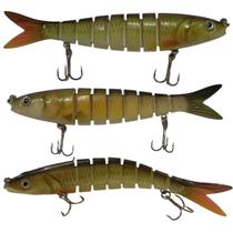 Isca Artificial Articulada 3 Peixes Pescaria Pesca Robalo Lambari Traira Tucunare Tainha Pescada Mar Rio Lago Açude