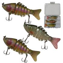 Isca Artificial Articulada 3 Peixes Realista Pesca Pescaria Fishing Camping Lambari Robalo Traira Tucunare Tainha Mar