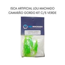 Isca Artificial Camarão com Anzol kit 5 Unidades Cor Verde Limão