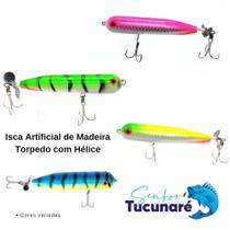 Isca Artificial de Madeira Torpedo com Hélice