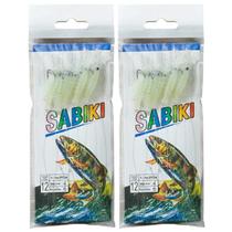 Isca Artificial Kit 2 Uni Pesca Sabiki Camarao Fluorescente Lambari Robalo Tainha Mar Rio Lago Mangue Pescaria Esportiva