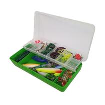 Isca Artificial Kit De Pesca Estojo Completo Alicate Anzol Caixa Organizadora Rio Lago Mangue Mar Pescaria Esportiva