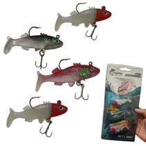 Isca Artificial Pesca 4 Peixes Soft Shad Pescaria Lambari Robalo Tucunare Tainha Mar Açude Rio Lago