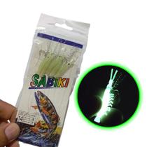 Isca Artificial Pesca Sabiki 5 Camarao Fluorescente Lambari Robalo Tainha Mar Rio Lago Mangue Pescaria Esportiva Noturna Isca Artificial Pesca Sabiki 5 Camarao Fluorescente Lambari Robalo Tainha Mar Rio Lago Mangue Pescaria Esportiva Noturna