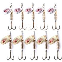 Isca De Metal Rotativa De 6.7cm 7g, 10 Peças De Colher Com Lantejoulas Para Pesca Em Água Doce E